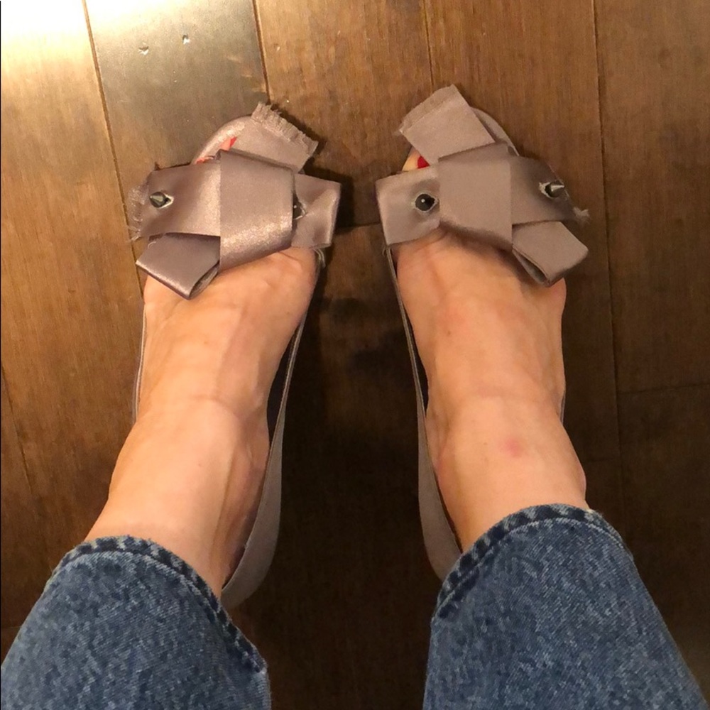 Report Signature Satin Gunmetal Peep Toe Size 8